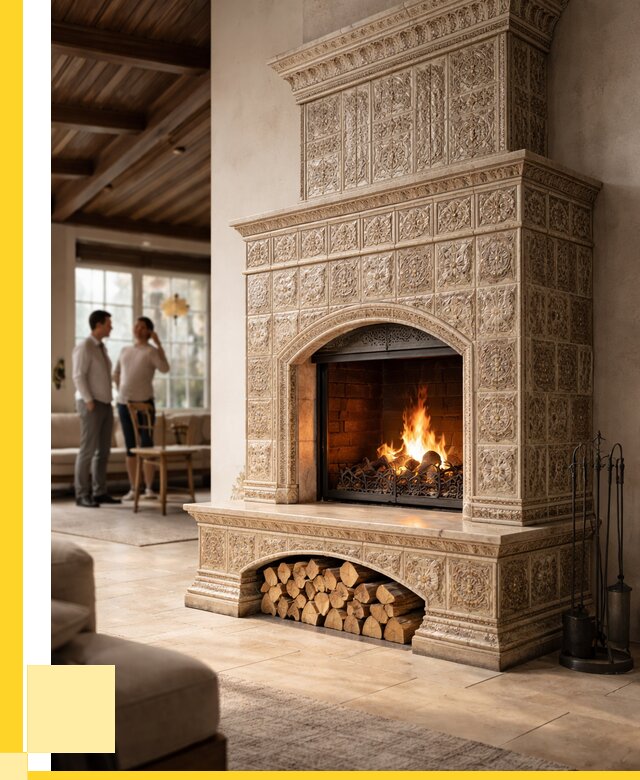 Купить изразцовый камин в Петергофе от 261525 р. | ЭриданПтф