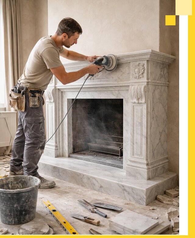 Изготовление и установка мраморных каминов в Петергофе под ключ