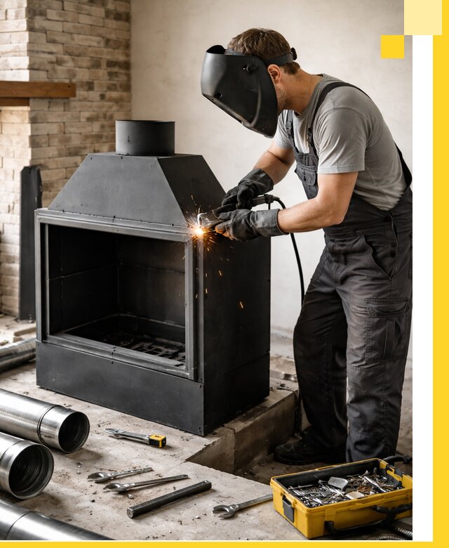 Продажа и установка металлических каминов в Петергофе под ключ