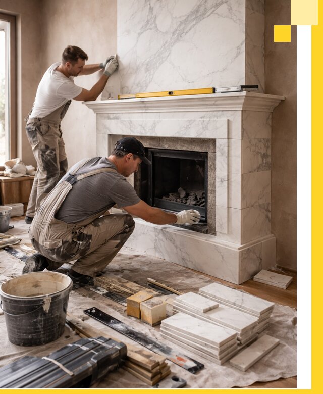 Отделка каминов в Петергофе качественные облицовочные работы