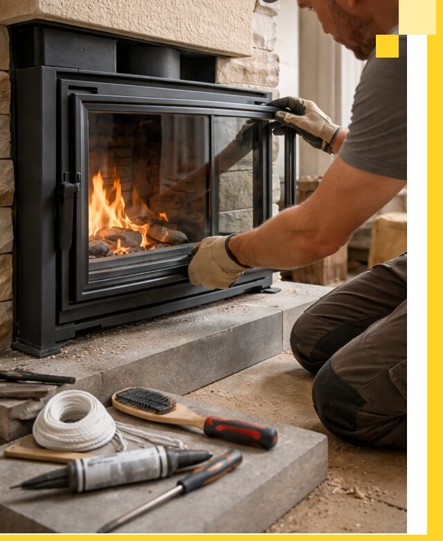 Производство, монтаж и доставка каминов со стеклом в Петергофе