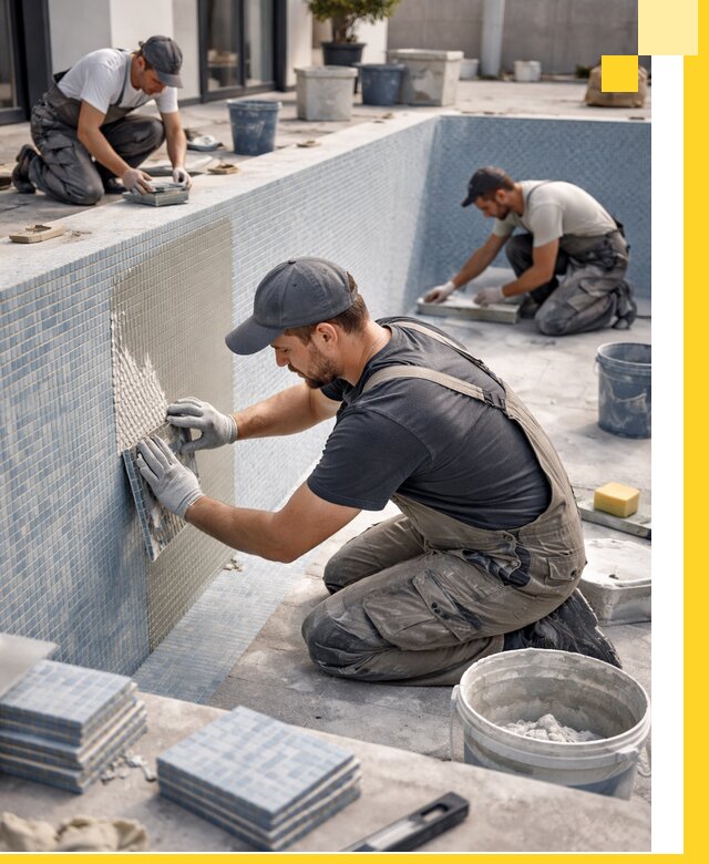 Облицовка бассейнов в Петергофе плитка мозаика гидроизоляция