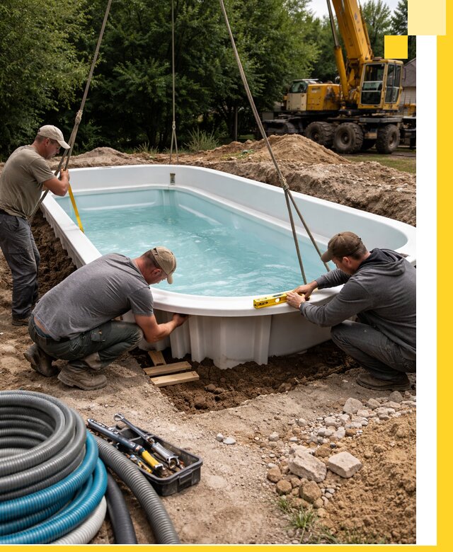 Установка и монтаж композитных бассейнов под ключ в Петергофе