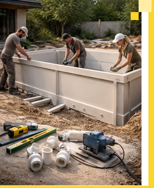 Установка полипропиленовых бассейнов под ключ в Петергофе