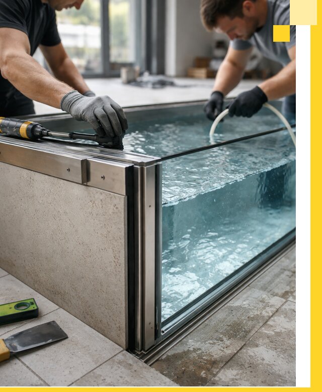 Проектирование и монтаж стеклянных бассейнов в Петергофе