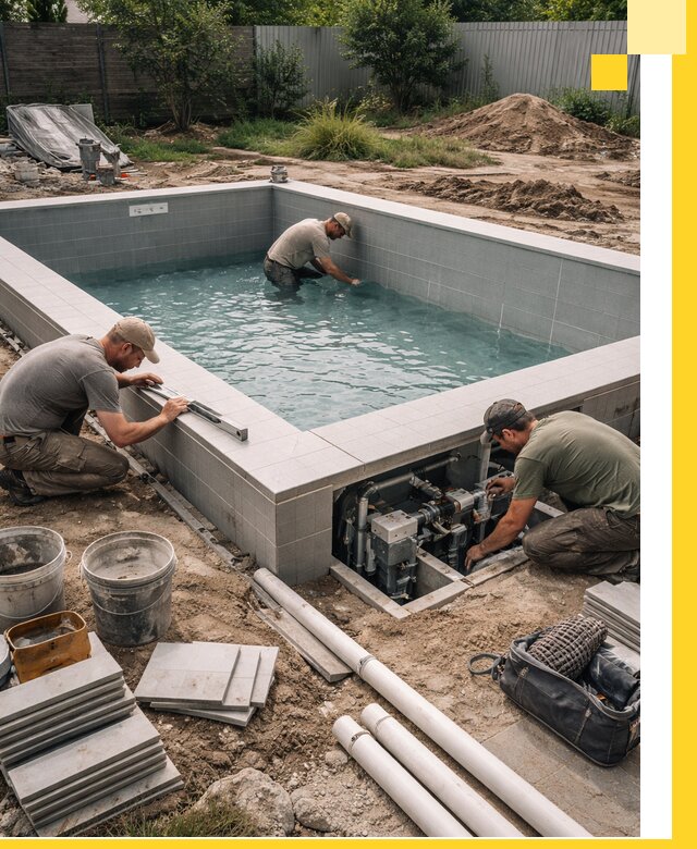 Строительство и монтаж бассейнов для дачи под ключ в Петергофе