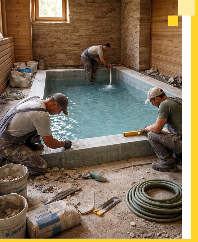 Проектирование и строительство бассейнов для бани в Петергофе