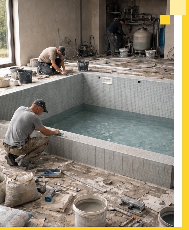 Строительство и монтаж бассейнов в помещении в Петергофе