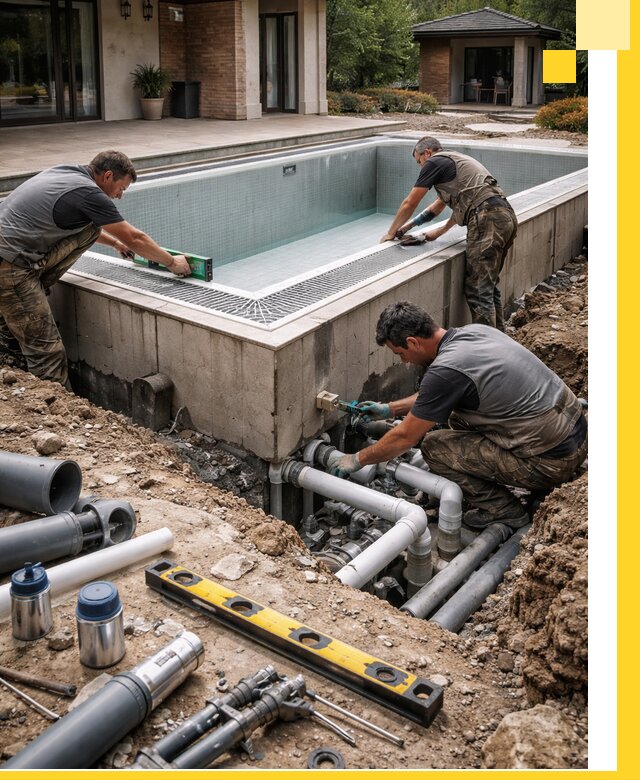 Строительство переливных бассейнов в Петергофе под ключ