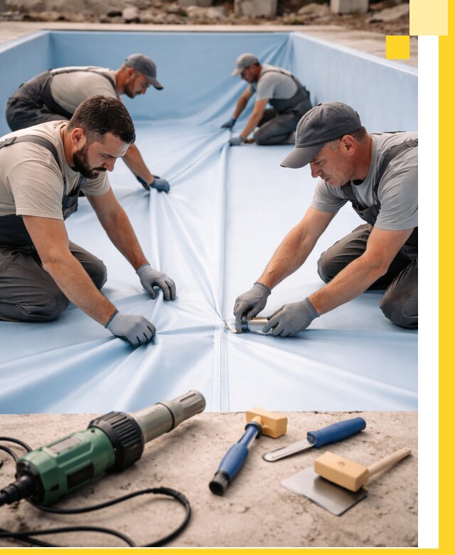 ПВХ пленка для бассейнов с монтажом и гарантией в Петергофе