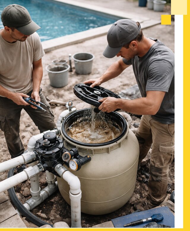 Установка и обслуживание песочных фильтров для бассейнов в Петергофе