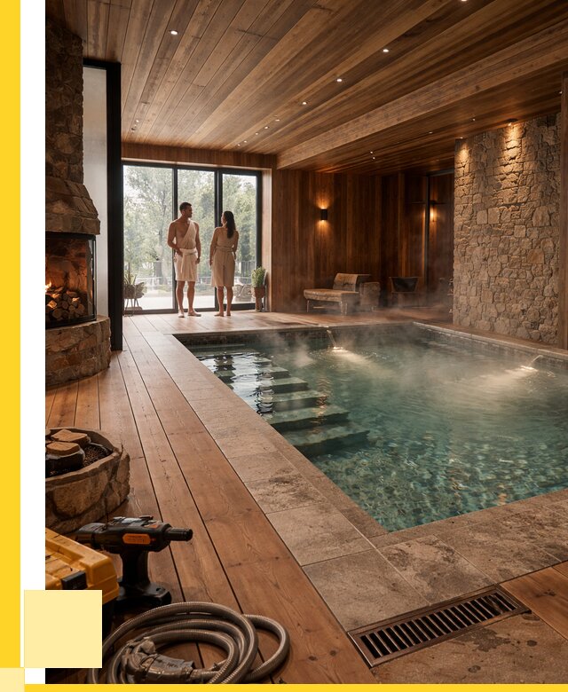 Проекты бань с бассейном под ключ в Петергофе от 78458 р., ЭриданПтф