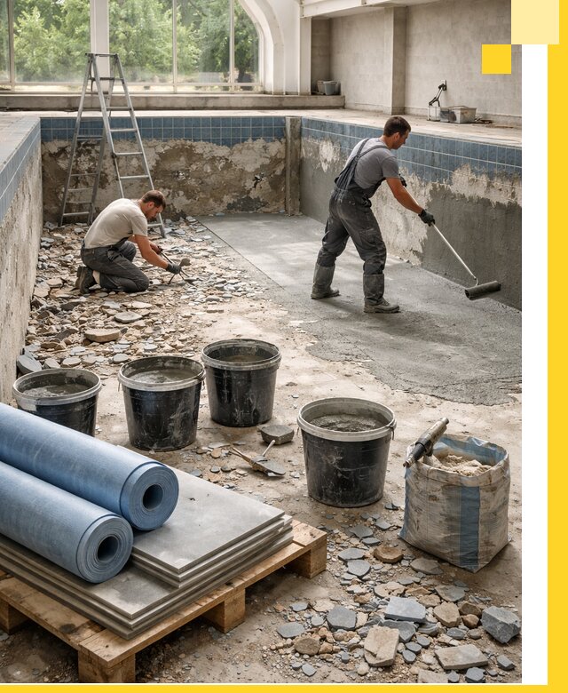 Реконструкция бассейнов в Петергофе: ремонт, гидроизоляция