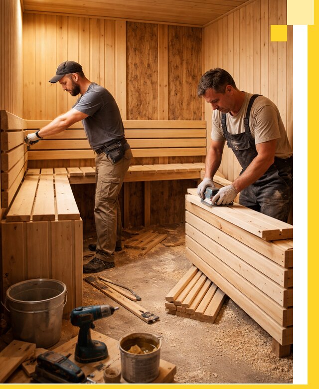 Профессиональный комплексный ремонт саун под ключ в Петергофе