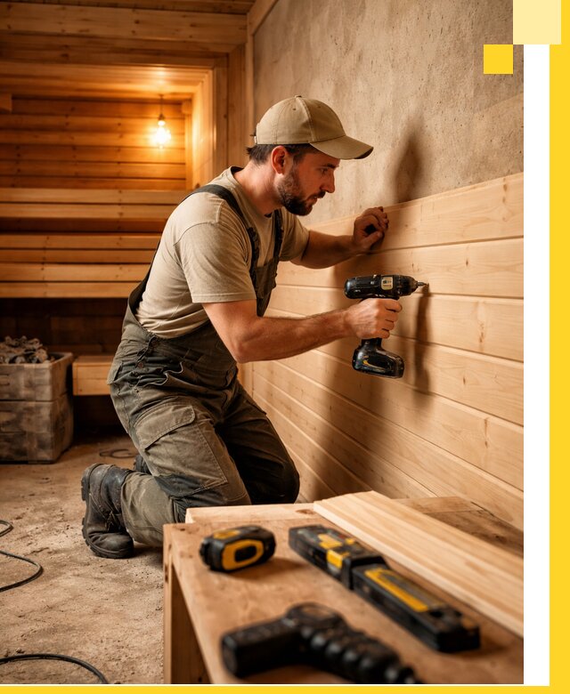 Профессиональная внутренняя отделка бани в Петергофе под ключ