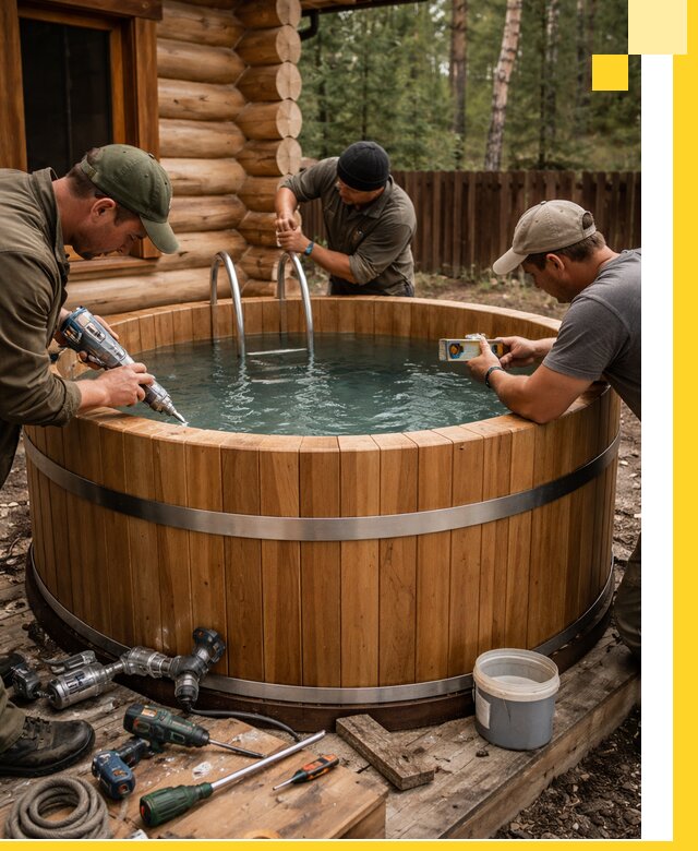 Строительство бань с купелью под ключ и отделкой в Петергофе