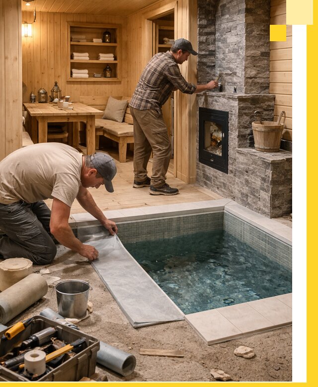 Строительство бань с комнатой отдыха под ключ в Петергофе