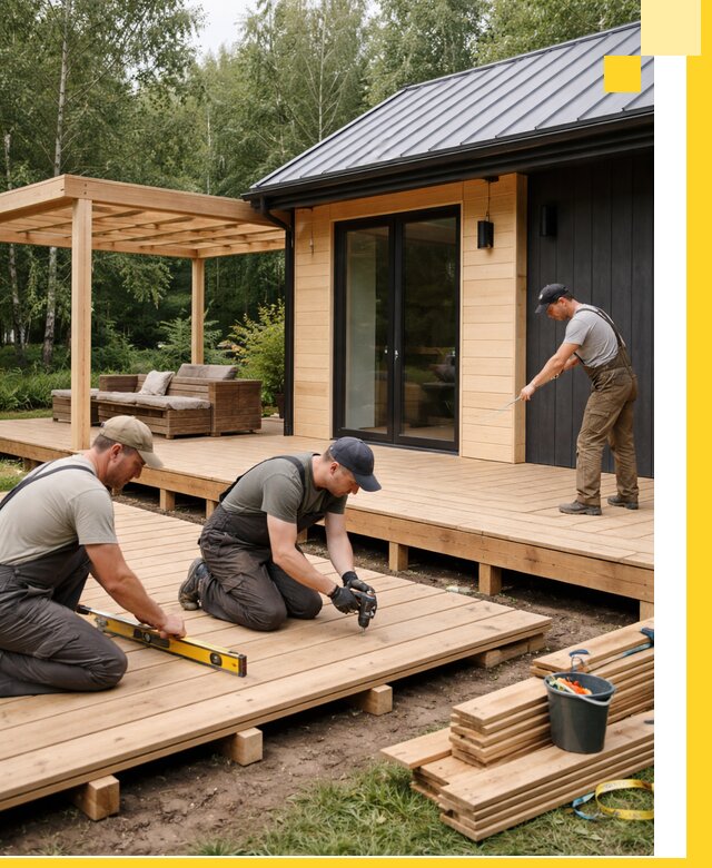 Строительство бань с террасой и бассейном под ключ в Петергофе