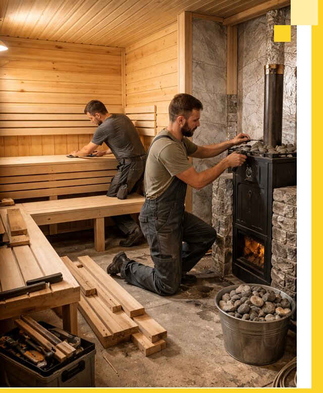 Дизайн и строительство интерьеров бань под ключ в Петергофе