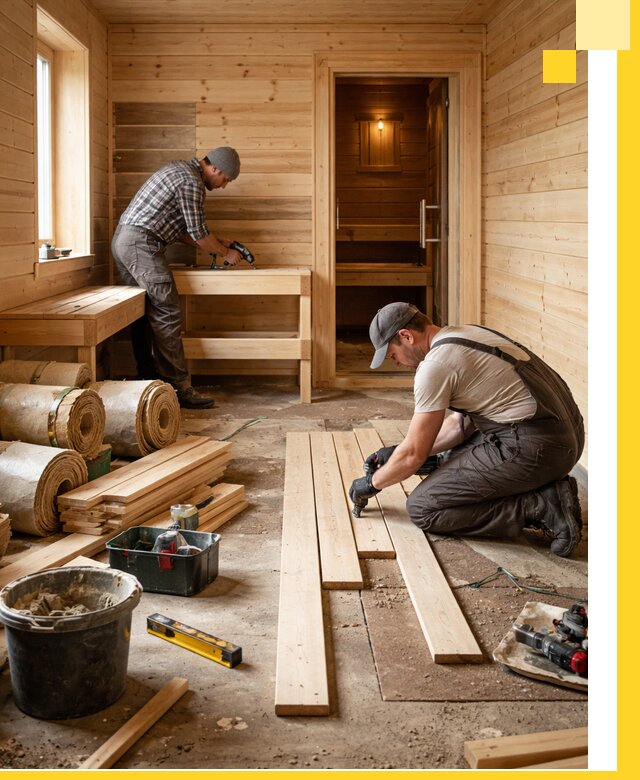 Индивидуальный проект бани с комнатой отдыха под ключ в Петергофе