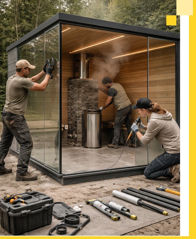 Проектирование и строительство стеклянных бань в Петергофе