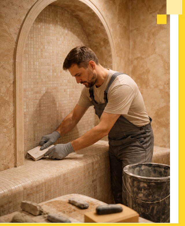 Профессиональная отделка хамамов с мозаикой под ключ в Петергофе