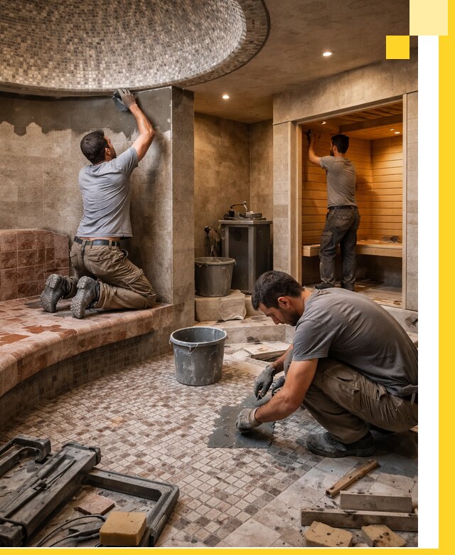 Проект и строительство хамама бани и сауны под ключ в Петергофе