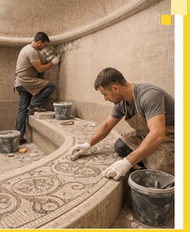 Плитка для хамама в Петергофе, укладка, подбор и поставка