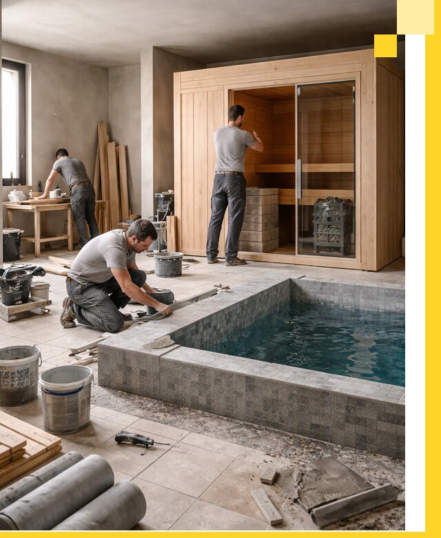 SPA зоны под ключ с бассейном сауной и печью в Петергофе